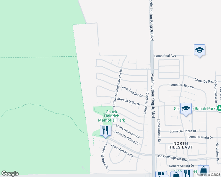 map of restaurants, bars, coffee shops, grocery stores, and more near 4245 Loma Rosada Drive in El Paso