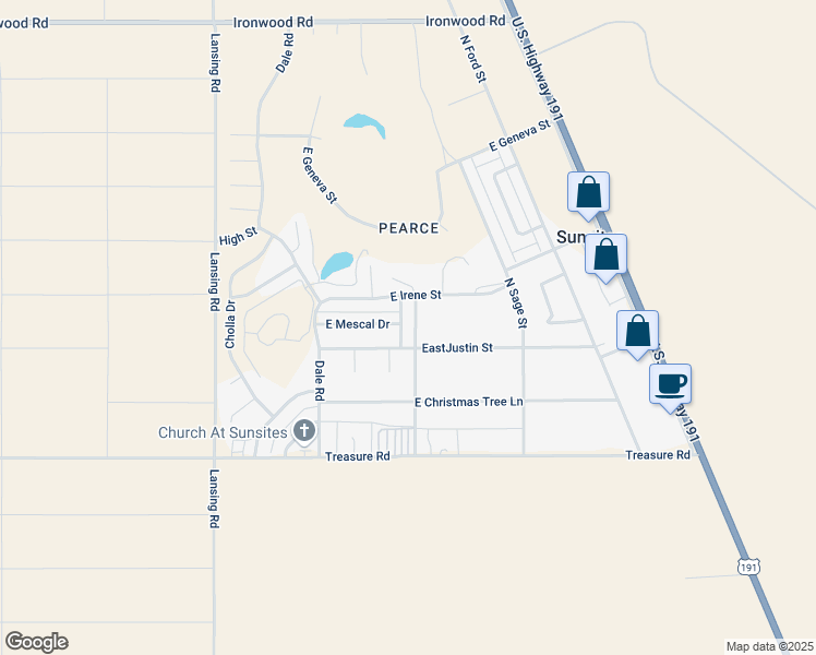 map of restaurants, bars, coffee shops, grocery stores, and more near 213 North Tracy Road in Cochise County