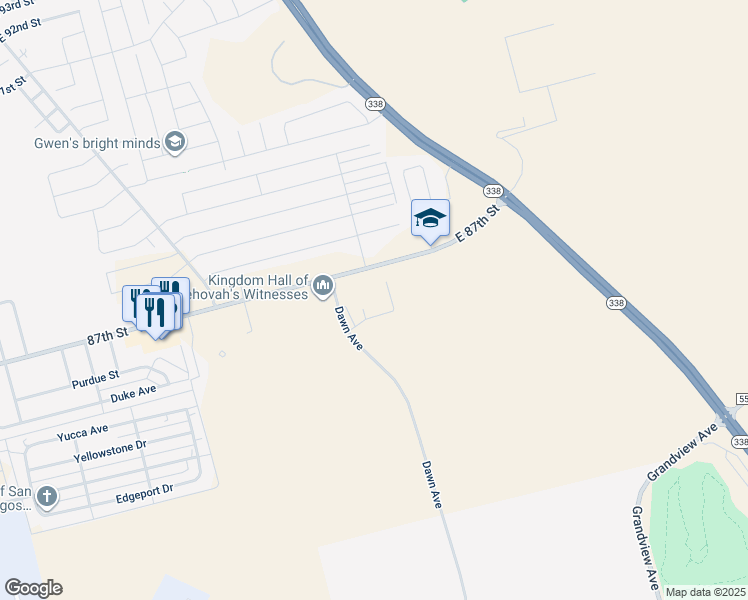 map of restaurants, bars, coffee shops, grocery stores, and more near 1800 87th Street in Odessa