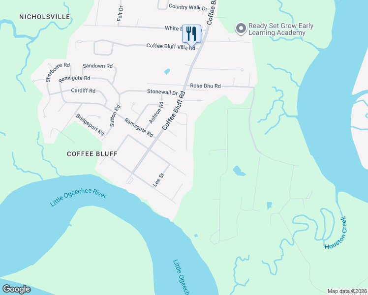 map of restaurants, bars, coffee shops, grocery stores, and more near 119 Rose Dhu Way in Savannah