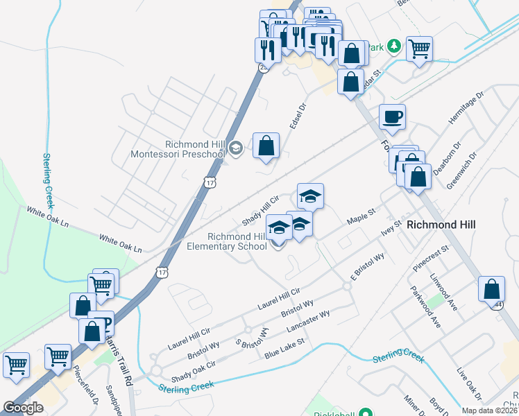 map of restaurants, bars, coffee shops, grocery stores, and more near 51 Dunbarton Court in Richmond Hill