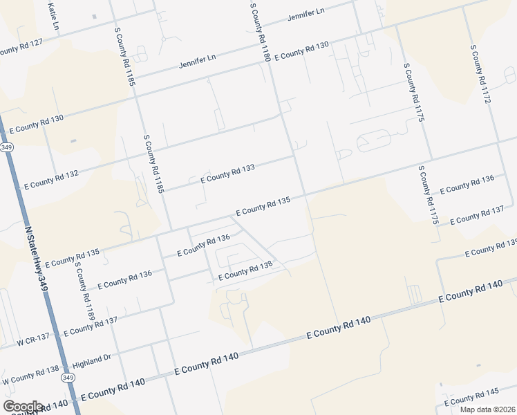 map of restaurants, bars, coffee shops, grocery stores, and more near 785-999 East County Road 135 in Midland