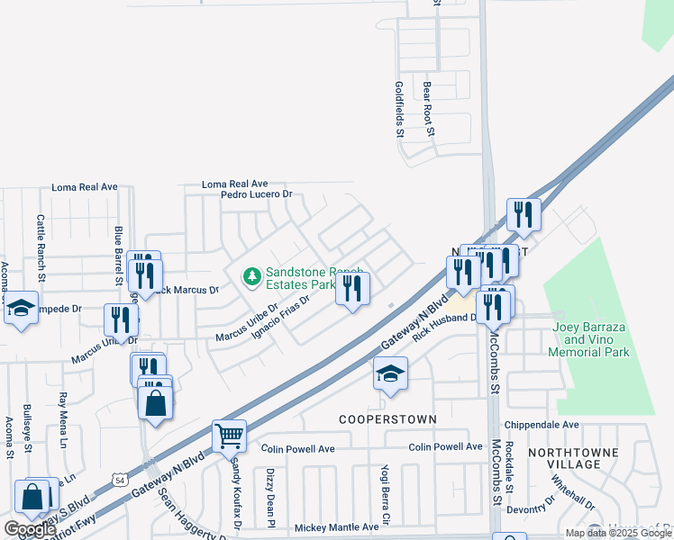 map of restaurants, bars, coffee shops, grocery stores, and more near 5521 Ignacio Frias Drive in El Paso