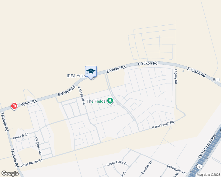 map of restaurants, bars, coffee shops, grocery stores, and more near Deer Creek Road in Odessa