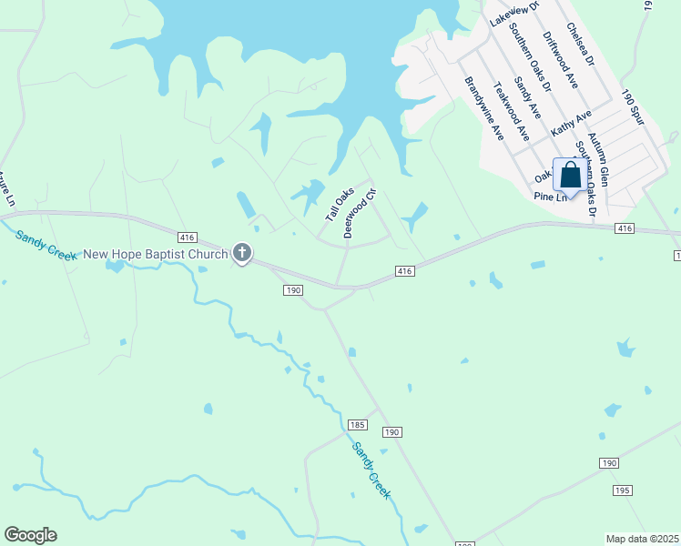 map of restaurants, bars, coffee shops, grocery stores, and more near 561 Farm to Market 416 in Streetman