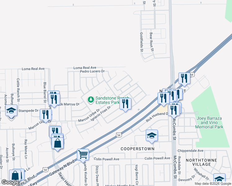 map of restaurants, bars, coffee shops, grocery stores, and more near 11409 Mike Vane Drive in El Paso