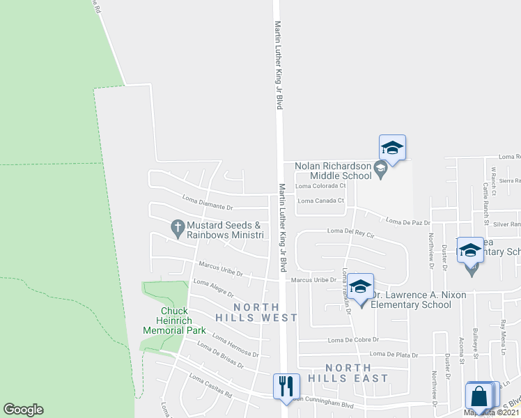 map of restaurants, bars, coffee shops, grocery stores, and more near 4480 Loma Diamante Drive in El Paso