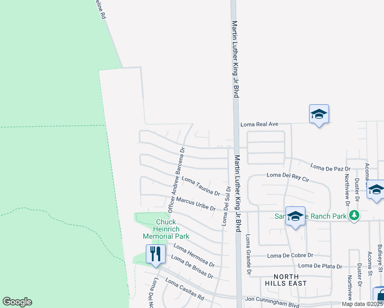 map of restaurants, bars, coffee shops, grocery stores, and more near 4417 Loma Diamante Drive in El Paso