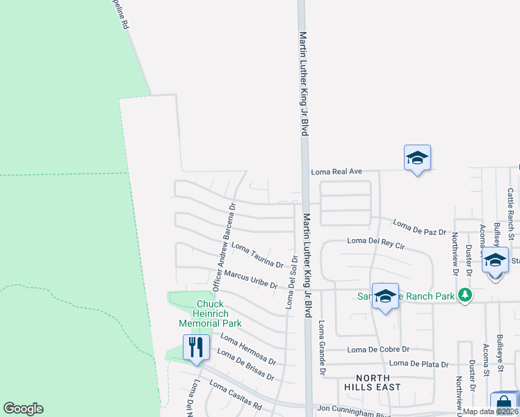 map of restaurants, bars, coffee shops, grocery stores, and more near 4436 Loma Suave Lane in El Paso