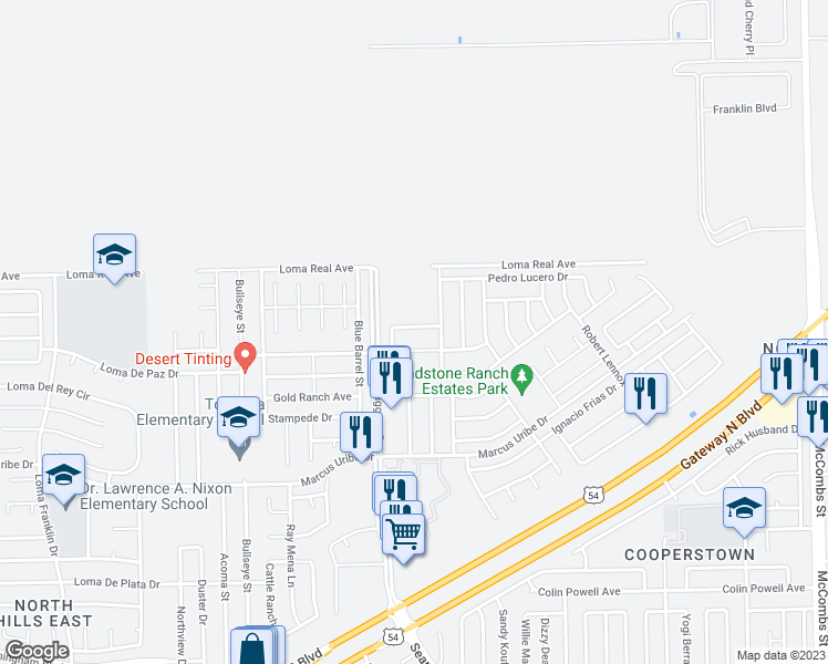 map of restaurants, bars, coffee shops, grocery stores, and more near 5324 Lucio Moreno Drive in El Paso