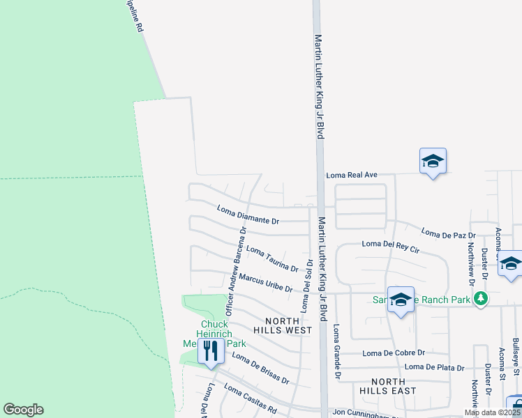 map of restaurants, bars, coffee shops, grocery stores, and more near 4416 Loma Clara Court in El Paso