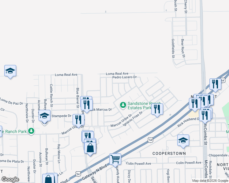 map of restaurants, bars, coffee shops, grocery stores, and more near 11536 Porfirio Payan Drive in El Paso