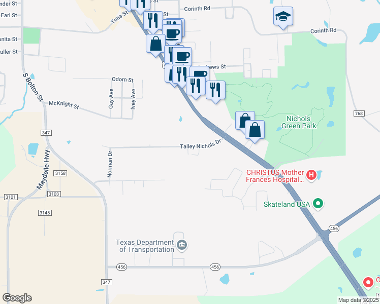 map of restaurants, bars, coffee shops, grocery stores, and more near 421 Talley Nichols Drive in Jacksonville