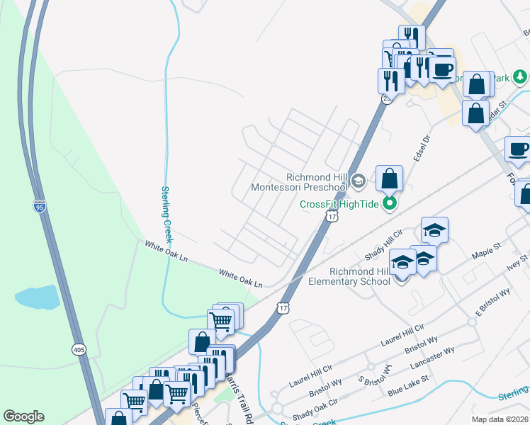map of restaurants, bars, coffee shops, grocery stores, and more near 228 O'Hara Drive in Richmond Hill