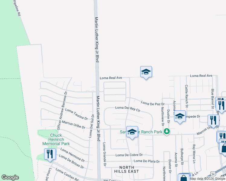 map of restaurants, bars, coffee shops, grocery stores, and more near 4520 Loma Colorada Court in El Paso