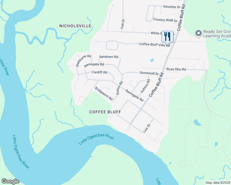 map of restaurants, bars, coffee shops, grocery stores, and more near 8 Devon Road in Savannah