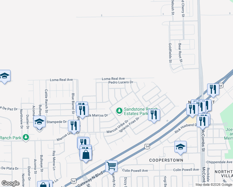 map of restaurants, bars, coffee shops, grocery stores, and more near 11521 Fito Molina Lane in El Paso