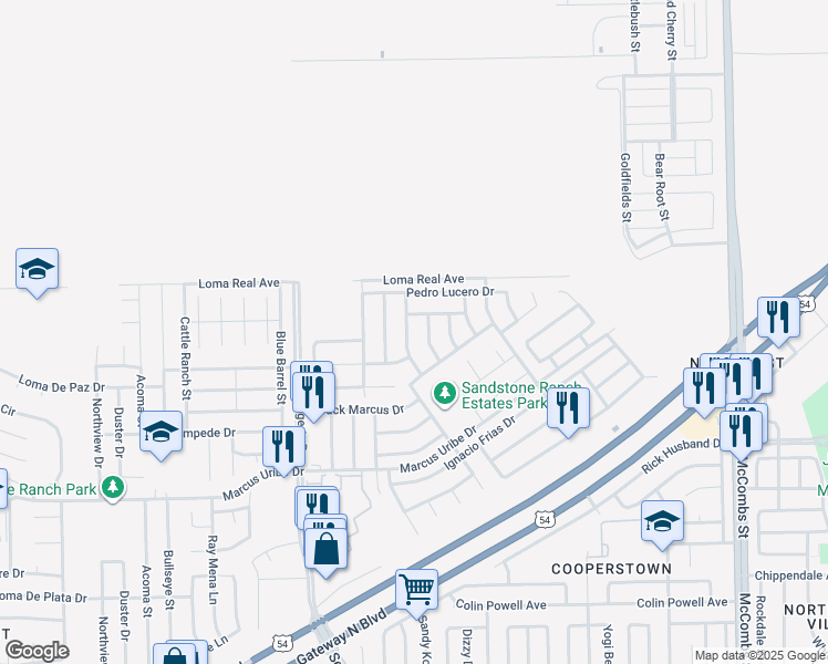 map of restaurants, bars, coffee shops, grocery stores, and more near 11536 Porfirio Payan Drive in El Paso