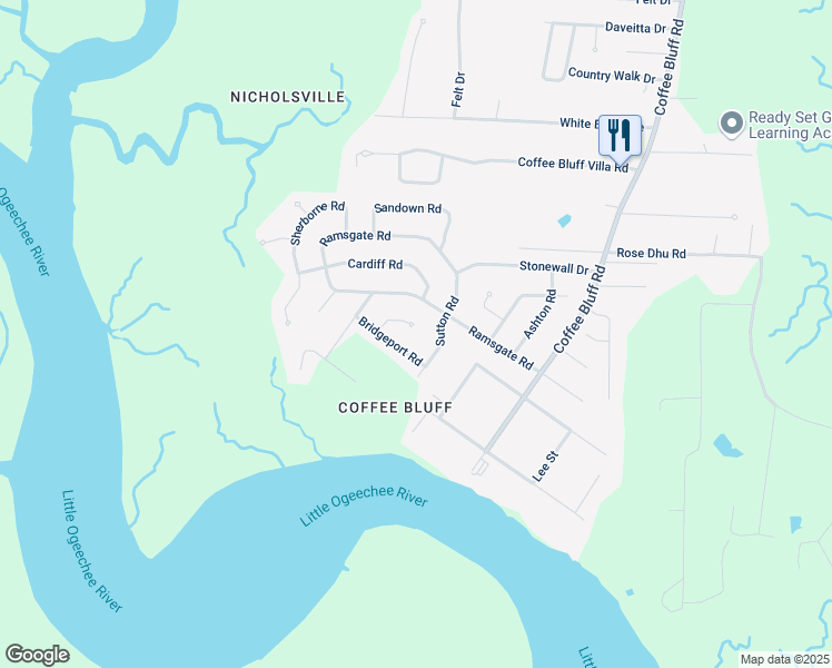 map of restaurants, bars, coffee shops, grocery stores, and more near 8 Devon Road in Savannah