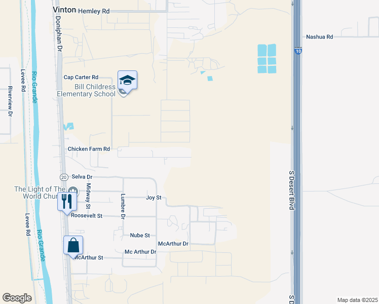 map of restaurants, bars, coffee shops, grocery stores, and more near 490 Chicken Farm Road in Vinton