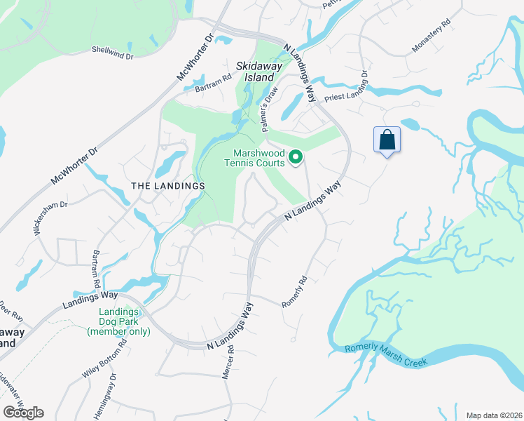 map of restaurants, bars, coffee shops, grocery stores, and more near 45 Village Green Circle in Savannah