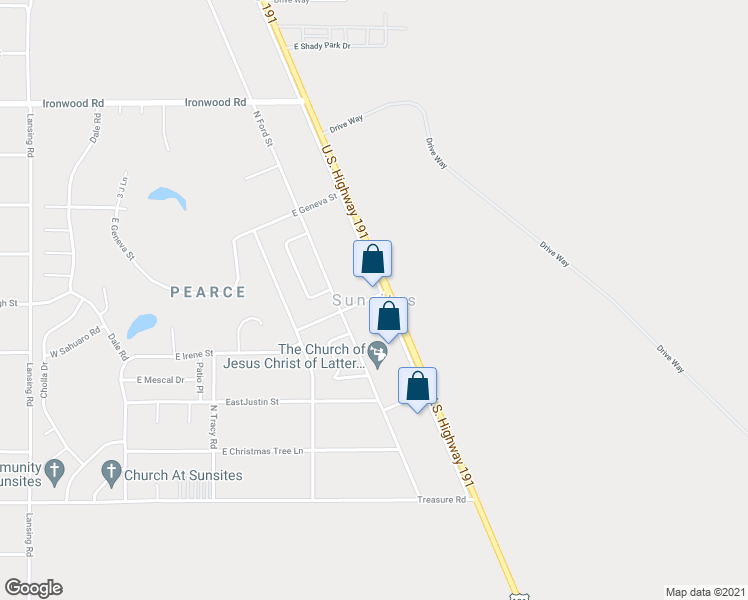 map of restaurants, bars, coffee shops, grocery stores, and more near in Sunsites