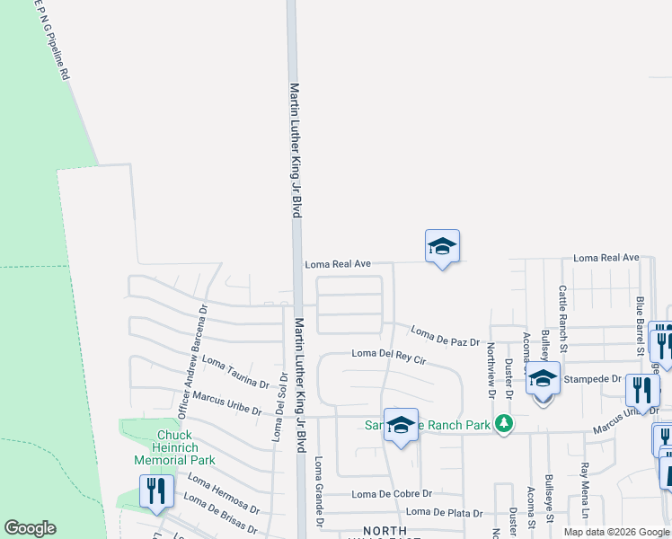 map of restaurants, bars, coffee shops, grocery stores, and more near 4625 Loma Linda Circle in El Paso