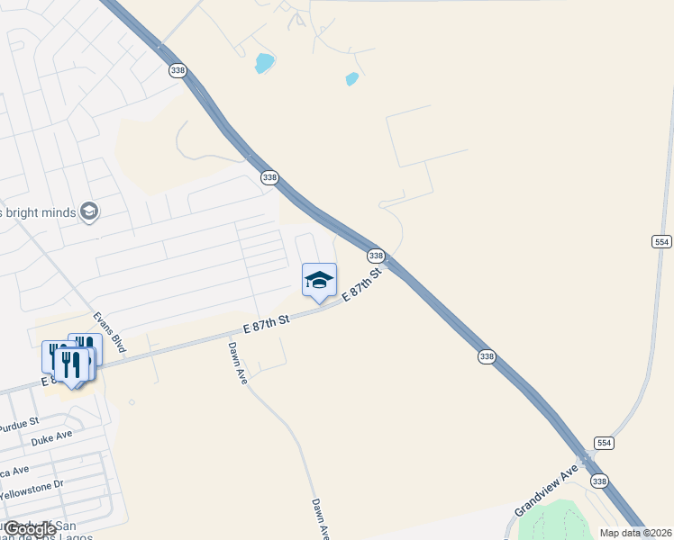 map of restaurants, bars, coffee shops, grocery stores, and more near 8255 Texas 338 Loop in Odessa