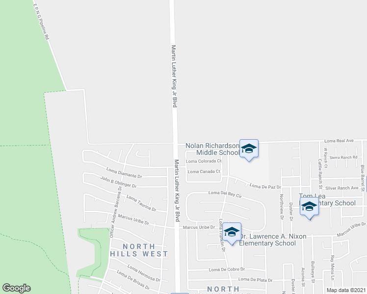 map of restaurants, bars, coffee shops, grocery stores, and more near 4601 Loma Linda Circle in El Paso