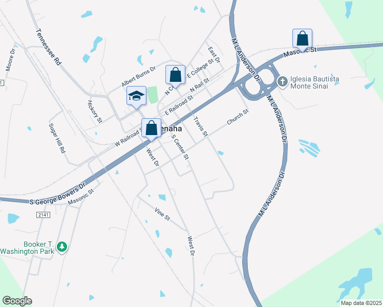 map of restaurants, bars, coffee shops, grocery stores, and more near 160 Church Street in Tenaha
