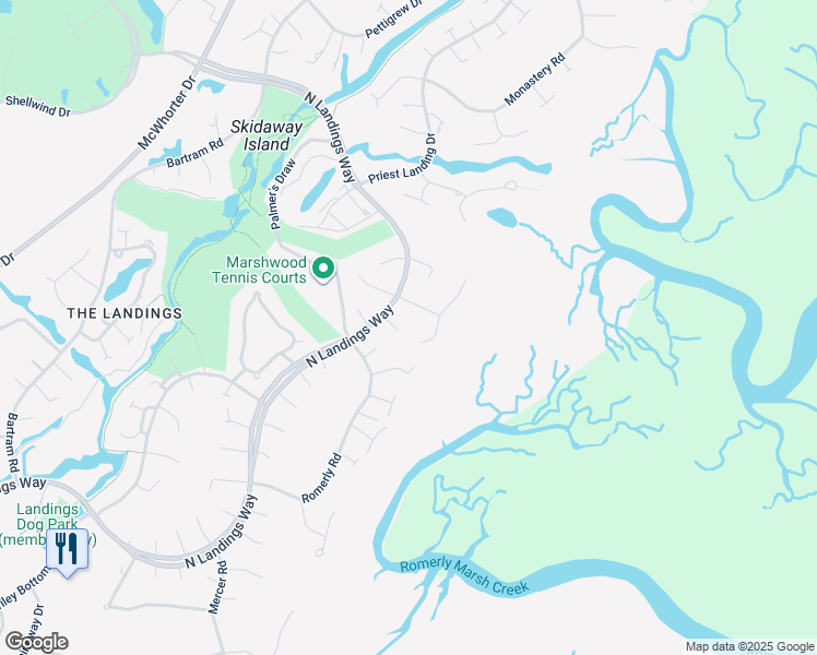 map of restaurants, bars, coffee shops, grocery stores, and more near 4 Senauki Lane in Savannah