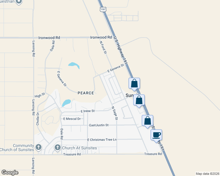 map of restaurants, bars, coffee shops, grocery stores, and more near 317 East Flynn Jans Court in Sunsites