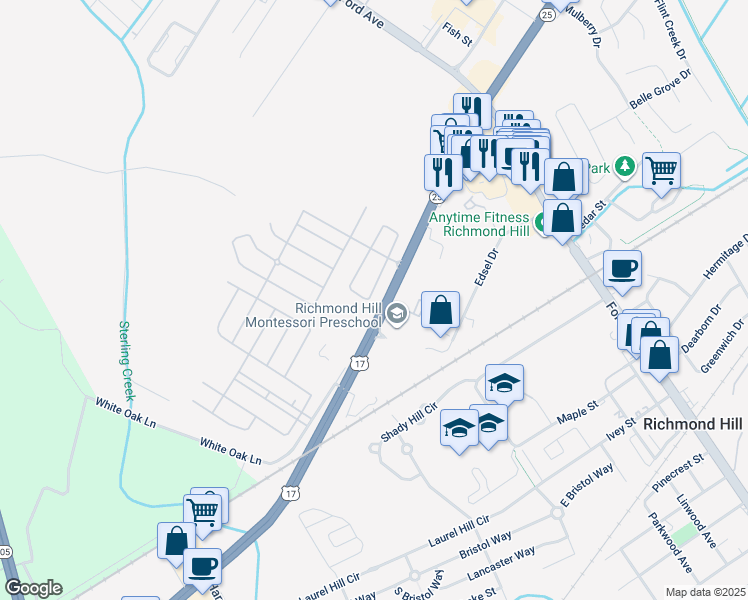 map of restaurants, bars, coffee shops, grocery stores, and more near 900 Canyon Oak Loop in Richmond Hill