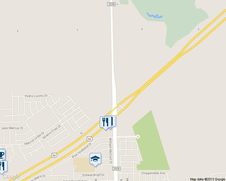 map of restaurants, bars, coffee shops, grocery stores, and more near 11355 McCombs Street in El Paso
