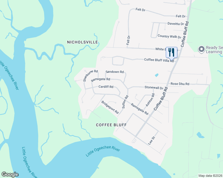 map of restaurants, bars, coffee shops, grocery stores, and more near 37 Ramsgate Road in Savannah