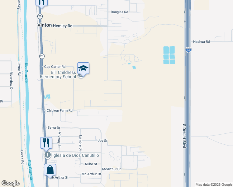 map of restaurants, bars, coffee shops, grocery stores, and more near 451 Chicken Farm Road in Vinton