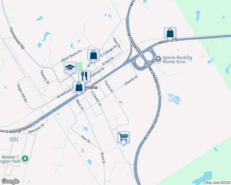map of restaurants, bars, coffee shops, grocery stores, and more near 289 Travis Street in Tenaha