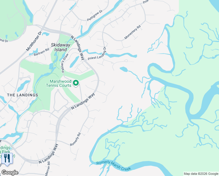 map of restaurants, bars, coffee shops, grocery stores, and more near 26 Chatuachee Crossing in Savannah