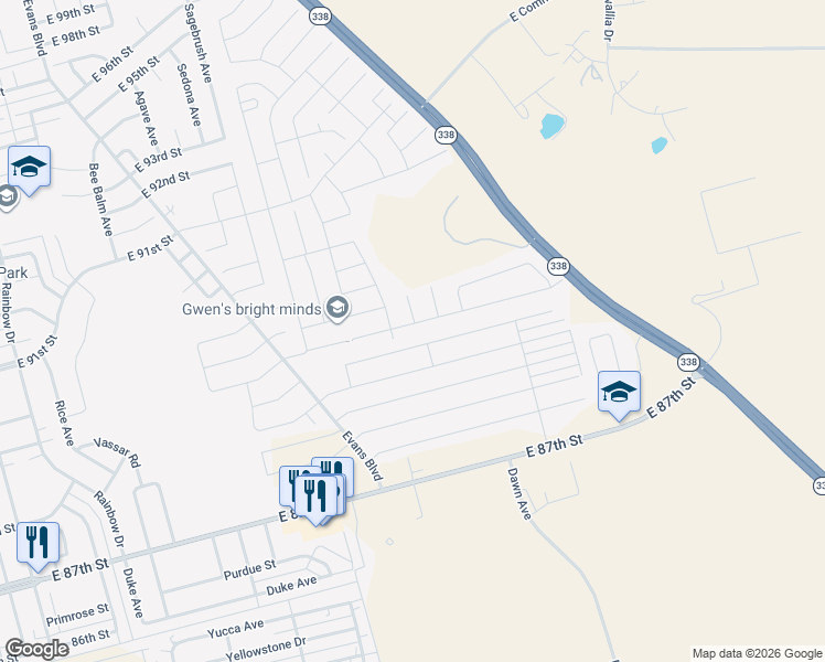 map of restaurants, bars, coffee shops, grocery stores, and more near in Odessa