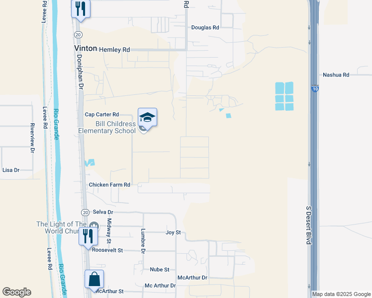 map of restaurants, bars, coffee shops, grocery stores, and more near 7700 Kiely Road in Vinton
