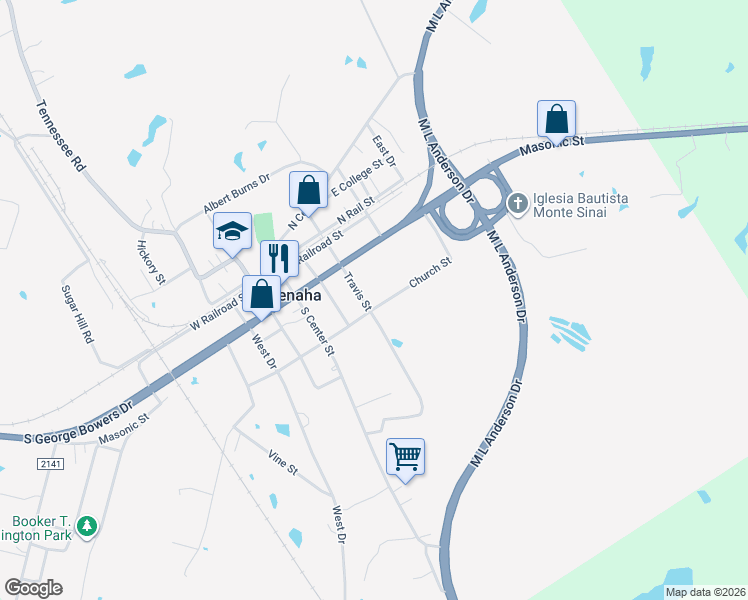 map of restaurants, bars, coffee shops, grocery stores, and more near 289 Travis Street in Tenaha