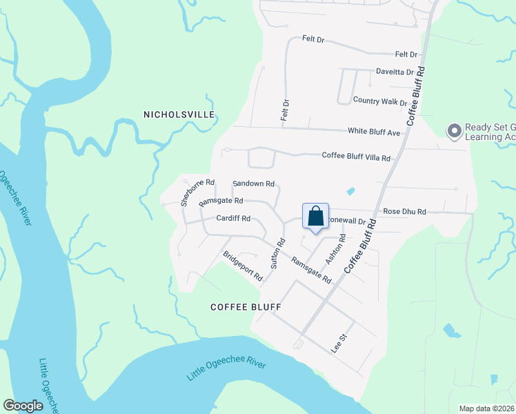 map of restaurants, bars, coffee shops, grocery stores, and more near 11 Ramsgate Road in Savannah