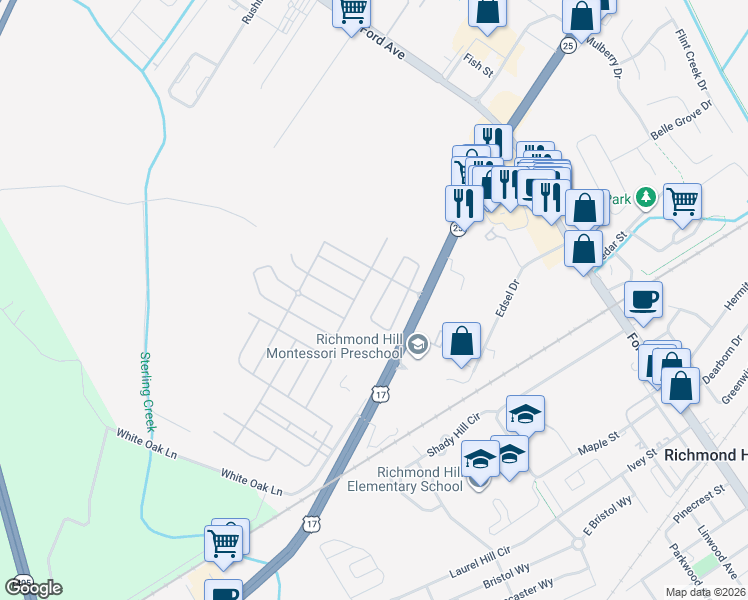 map of restaurants, bars, coffee shops, grocery stores, and more near 590 Canyon Oak Loop in Richmond Hill
