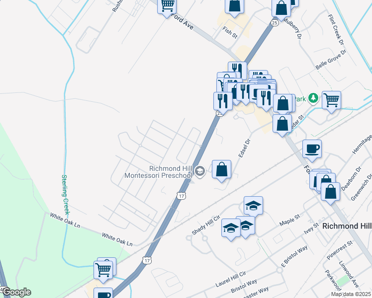 map of restaurants, bars, coffee shops, grocery stores, and more near 590 Canyon Oak Loop in Richmond Hill