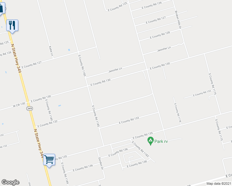 map of restaurants, bars, coffee shops, grocery stores, and more near 701 East County Road 132 in Midland