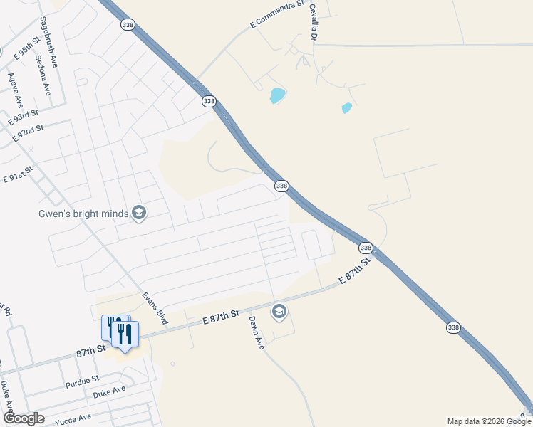 map of restaurants, bars, coffee shops, grocery stores, and more near 1813 Masquerade Boulevard in Odessa