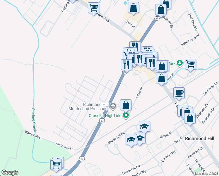 map of restaurants, bars, coffee shops, grocery stores, and more near 1120 Canyon Oak Loop in Richmond Hill