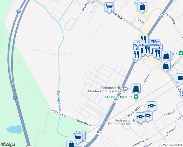 map of restaurants, bars, coffee shops, grocery stores, and more near Willow Oak Drive in Richmond Hill