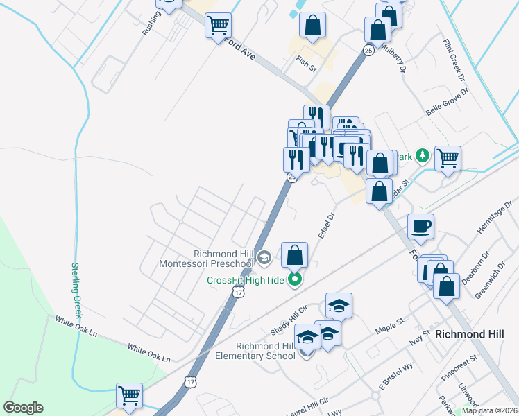 map of restaurants, bars, coffee shops, grocery stores, and more near 120 Canyon Oak Loop in Richmond Hill
