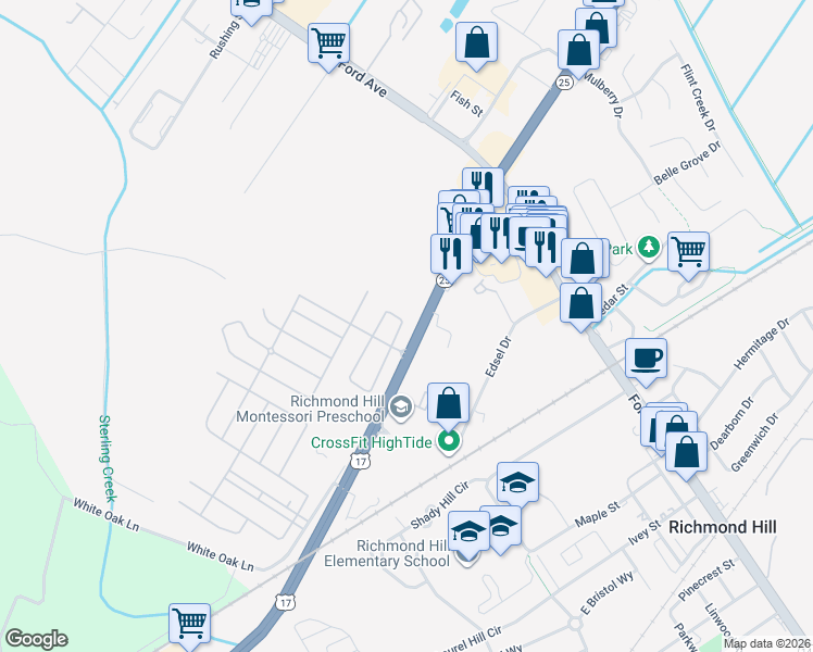 map of restaurants, bars, coffee shops, grocery stores, and more near 120 Canyon Oak Loop in Richmond Hill